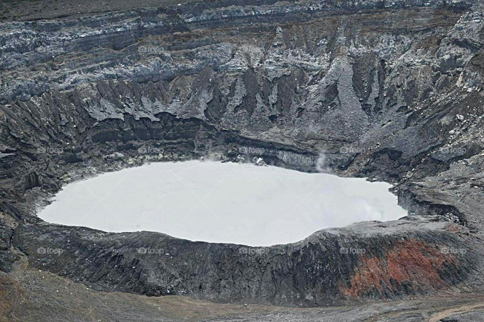 Poas  Volcano crater lake in Costa Rica