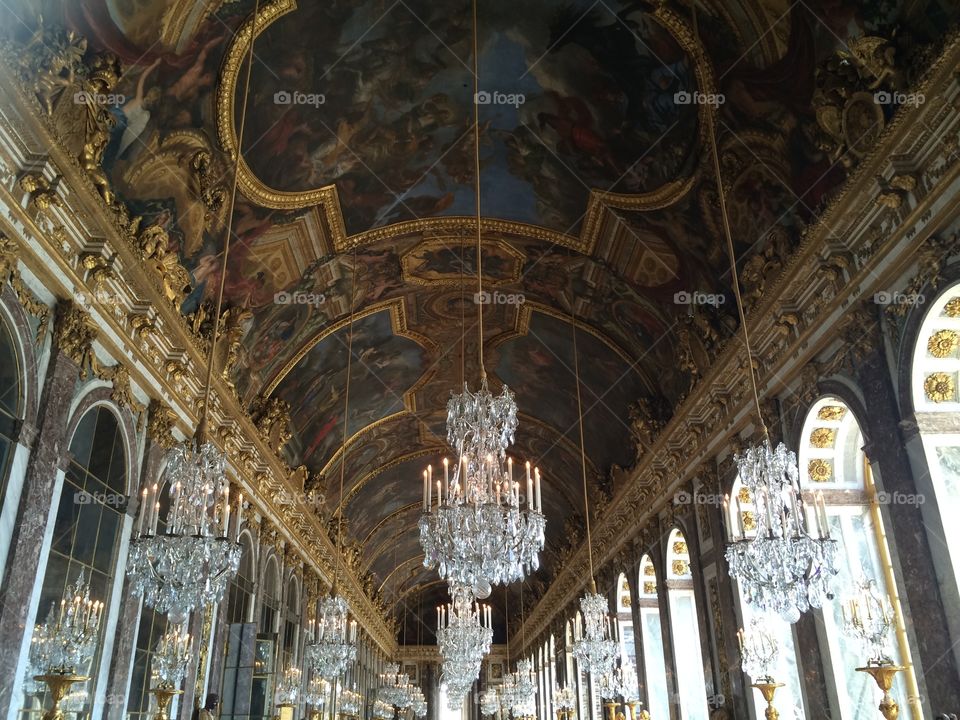 Hall of Mirrors. Versailles Chateaux, Paris, France
