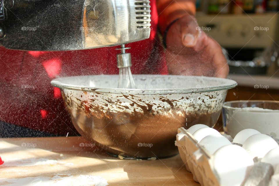 Mixing Flour in a Bowl