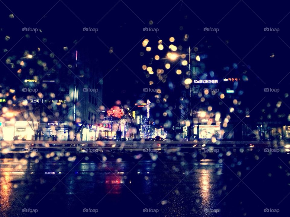 Rainy night street
