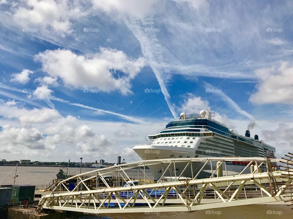 Cruise Liner waiting to set sail from Liverpool Dock. 