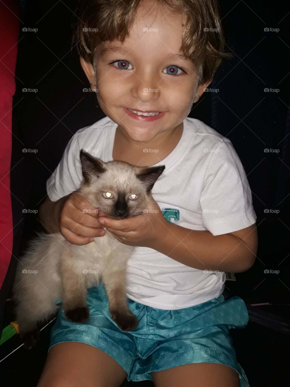 beautiful child with the cat

￼
