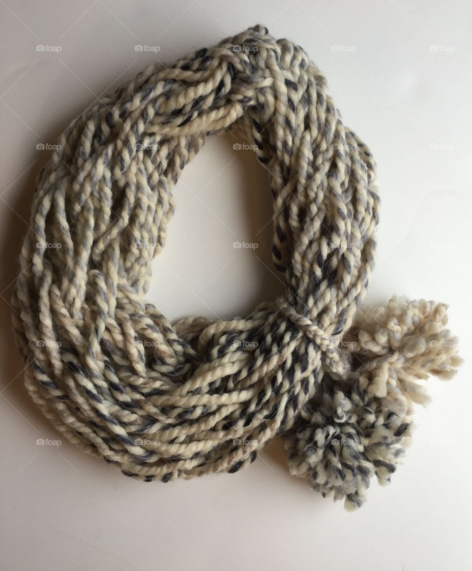 Handmade pom pom scarf 