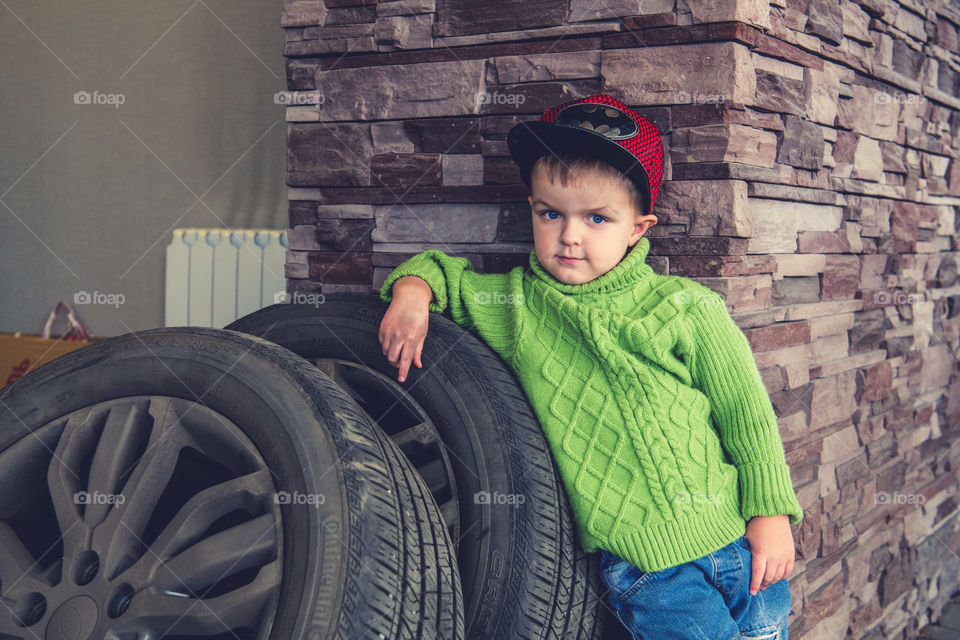 Little boy in green sweater