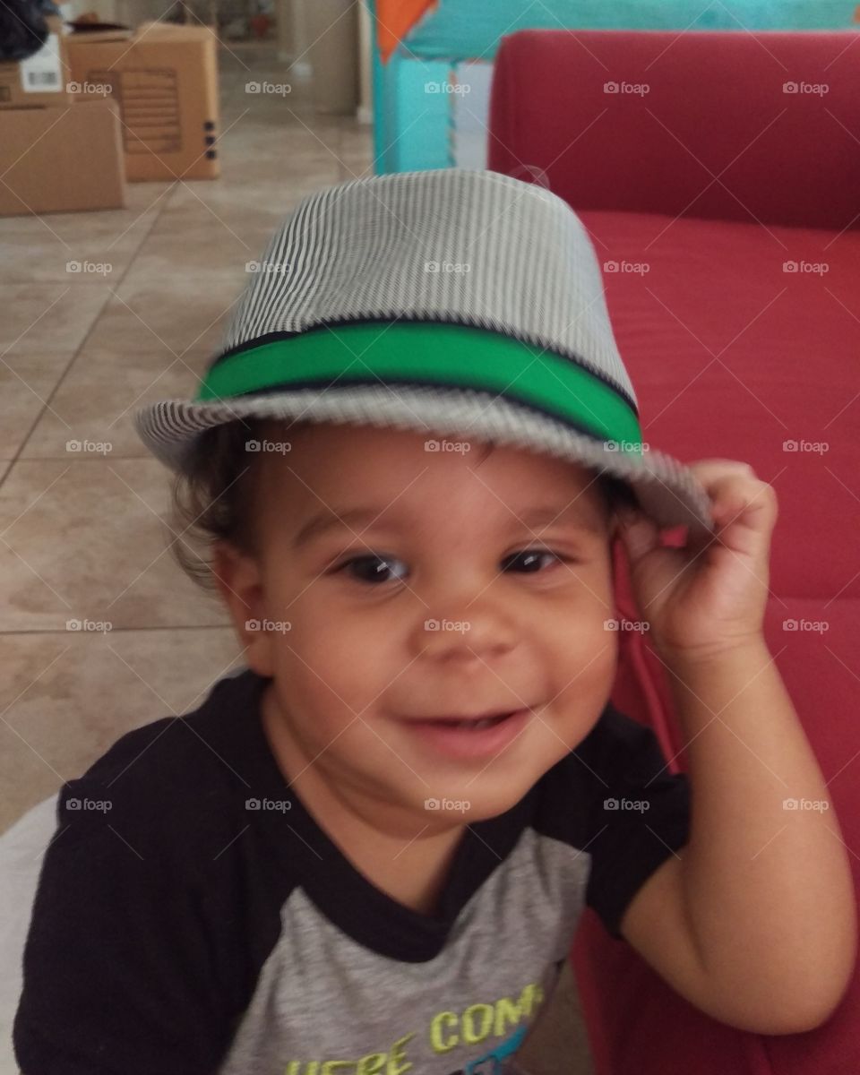 my handsome son looking fresh in a fedora