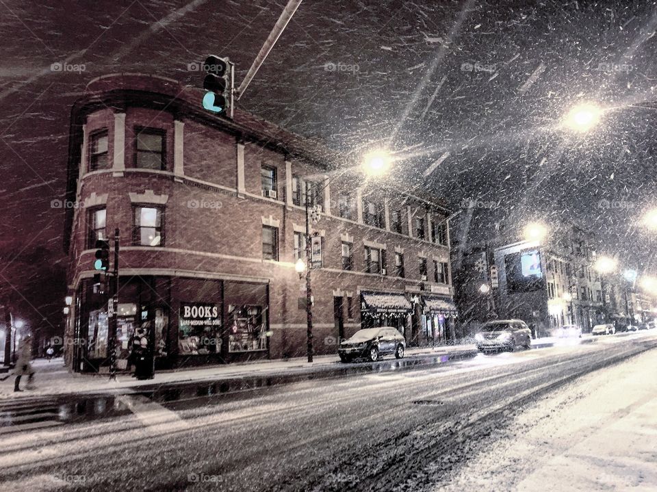 Snowy lights in Chicago