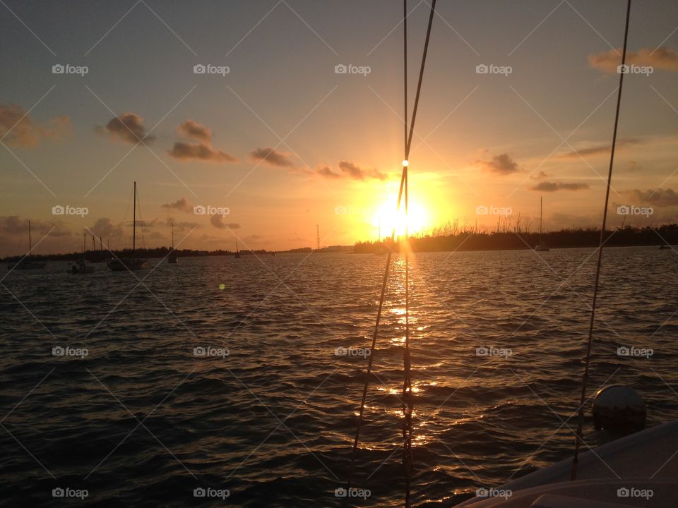 Sunrise on boat