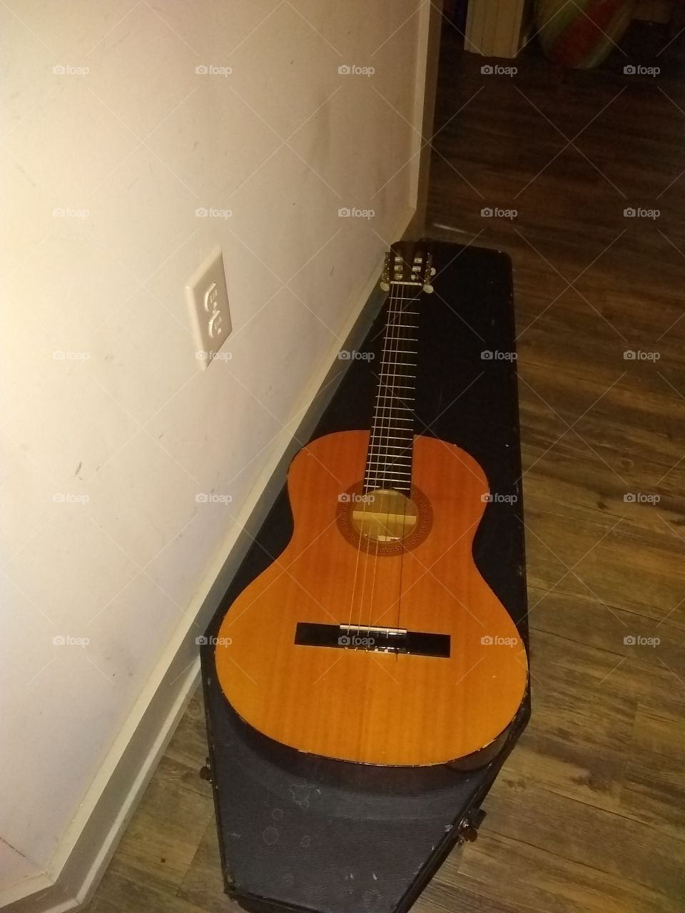 Acoustic guitar , wood strings,case
