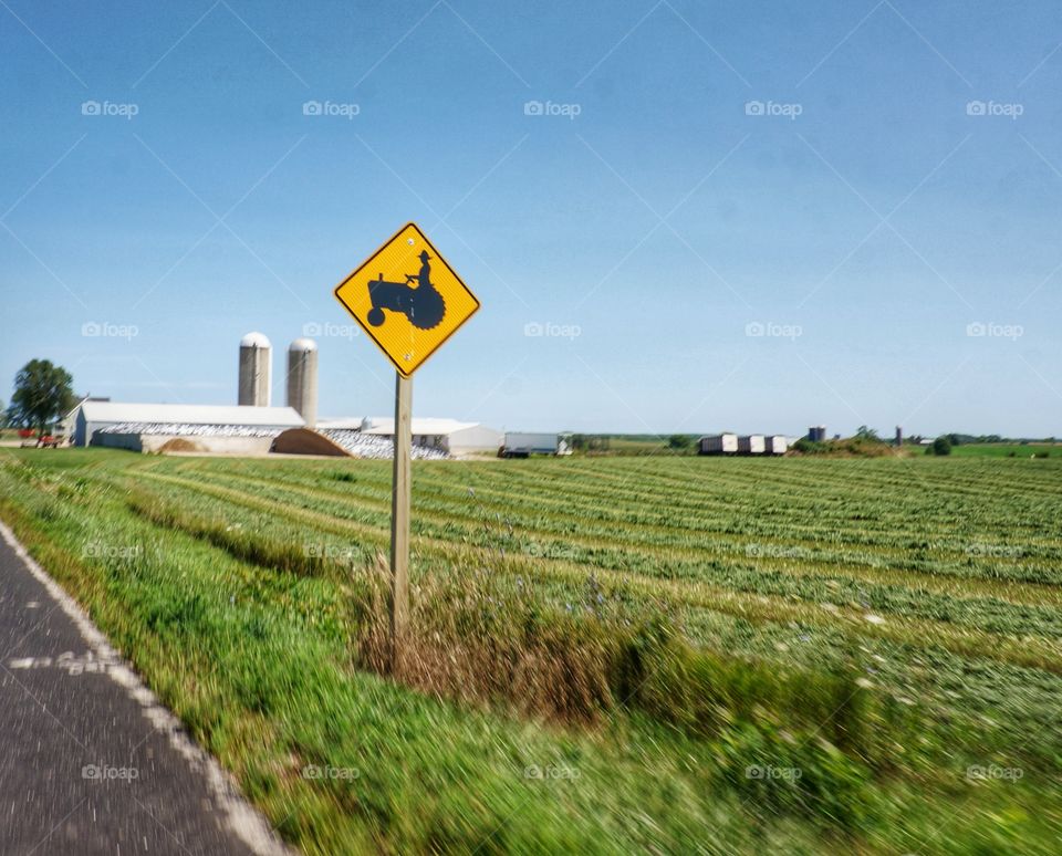 Road Signs. Tractor Crossing