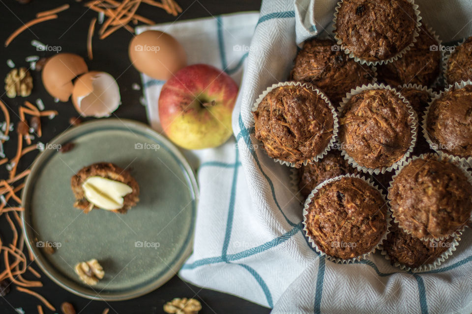 Apple and carrot and spiced muffins 