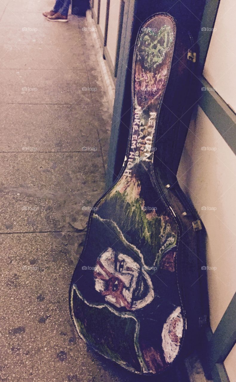Guitar Case on Subway Platform, Painted