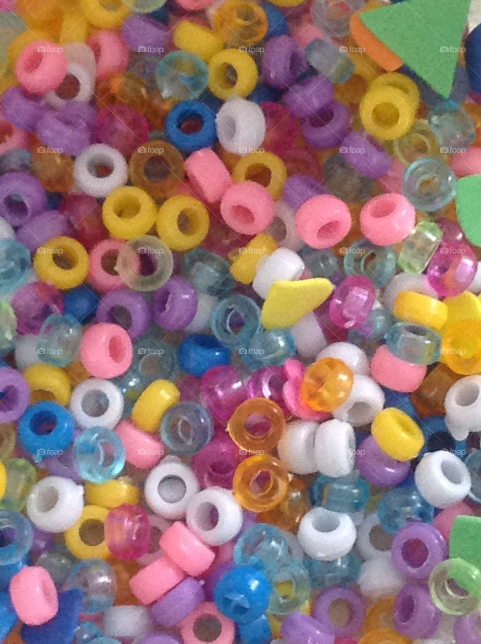 Up close shot of Colorful beads for arts and crafts supplies. 