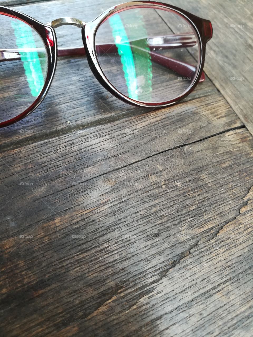 glasses on the wood table