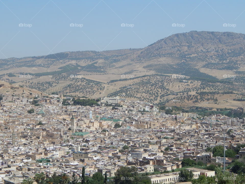 The view of Fez, Morocco from a hill