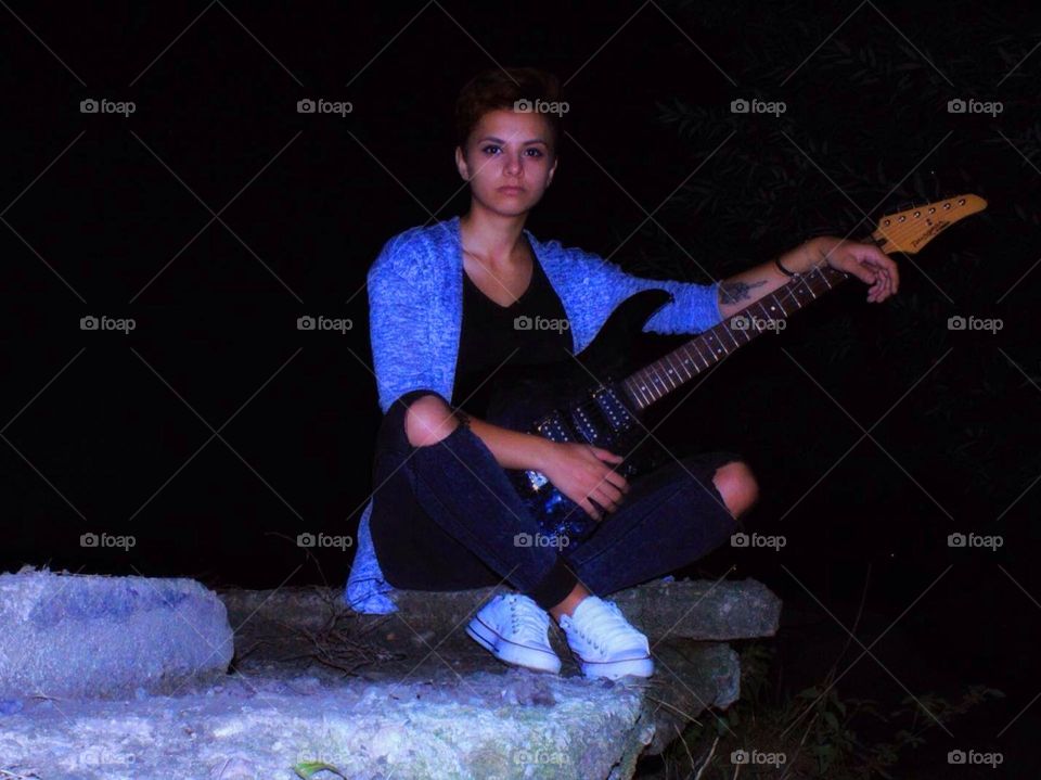 young girl and guitar