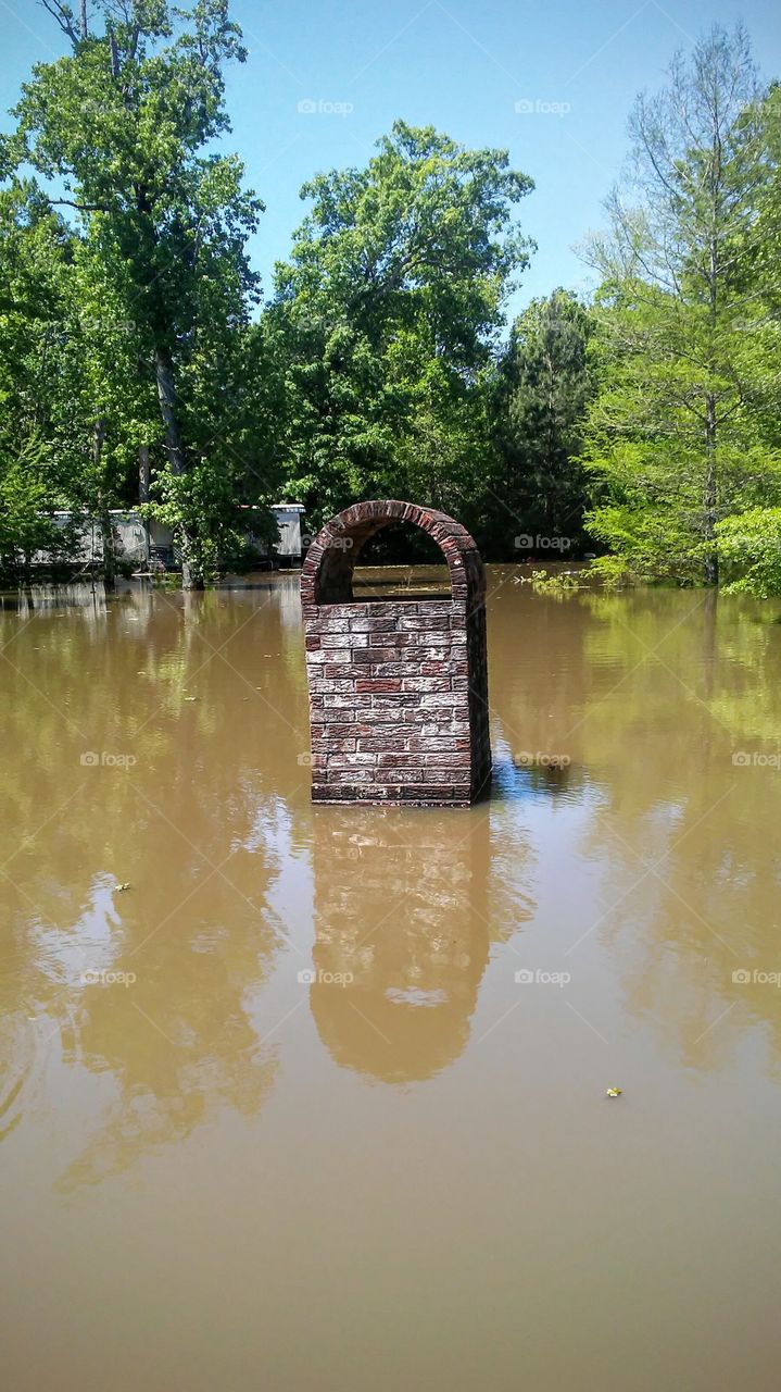 Old homestead fireplace flooded on the Bayou