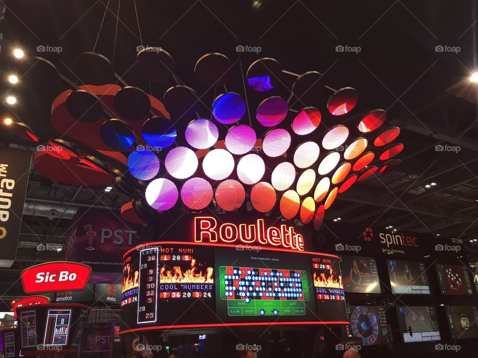 Casino Roulette game and sign