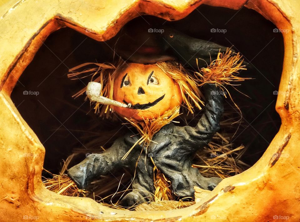 Handcrafted Halloween Pumpkin Scarecrow
