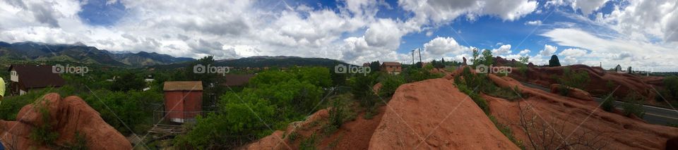 Beautiful red stone on the way to Garden of the Gods in Manitou Springs, Colorado. 