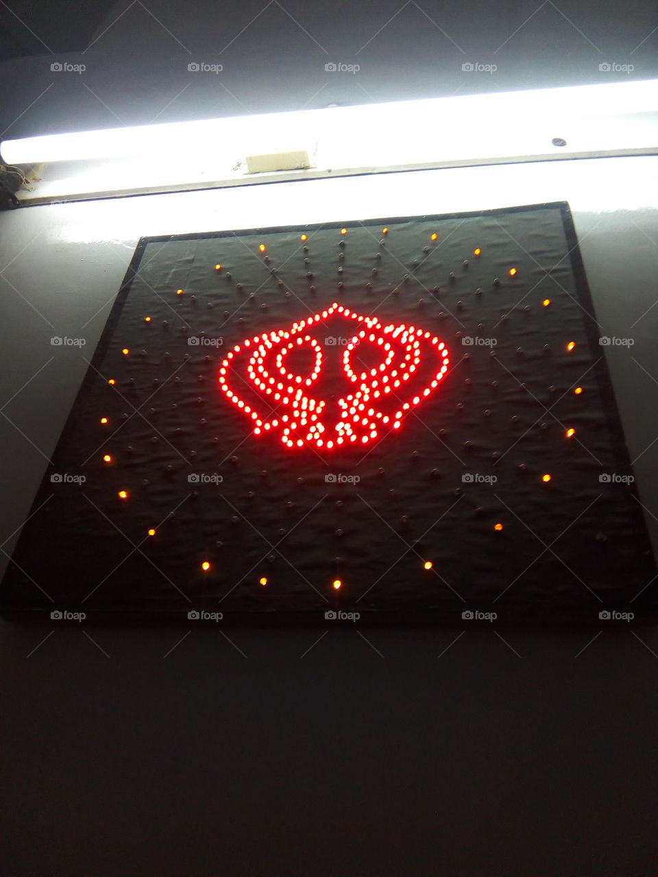 A Sign of Shree Vaheguru Ji (God) in Sikhism made of beautiful blinking lights