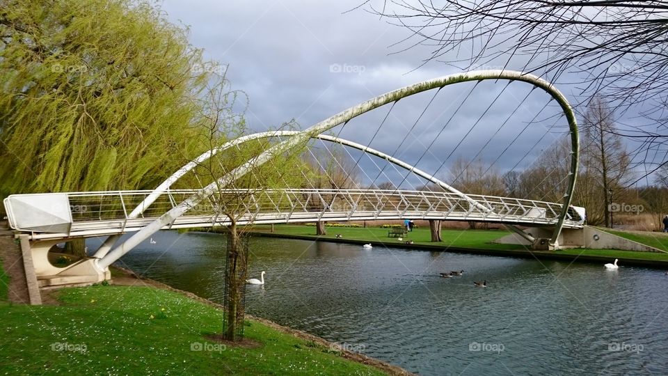Butterfly Bridge crossing the River Great Ouse in Bedford, England
