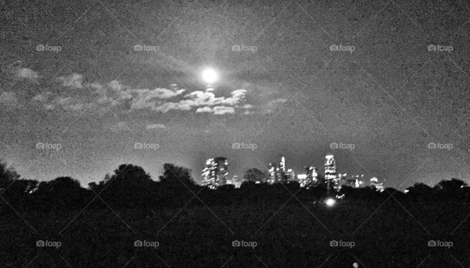 Full Moon over Downtown Austin