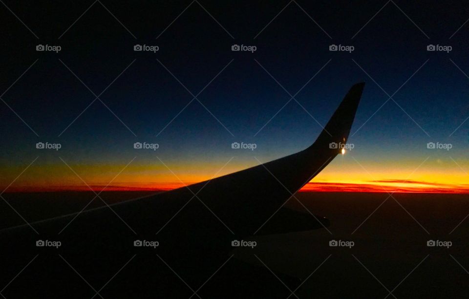 Sunset flight with vibrant colors