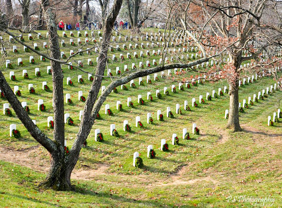 Arlington National Cemetery. Wreaths Across America at Arlington National Cemetery in Washington DC
