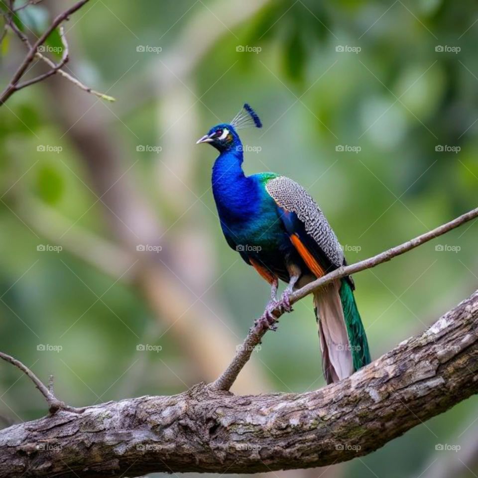 Close-up portrait of beautiful peacock