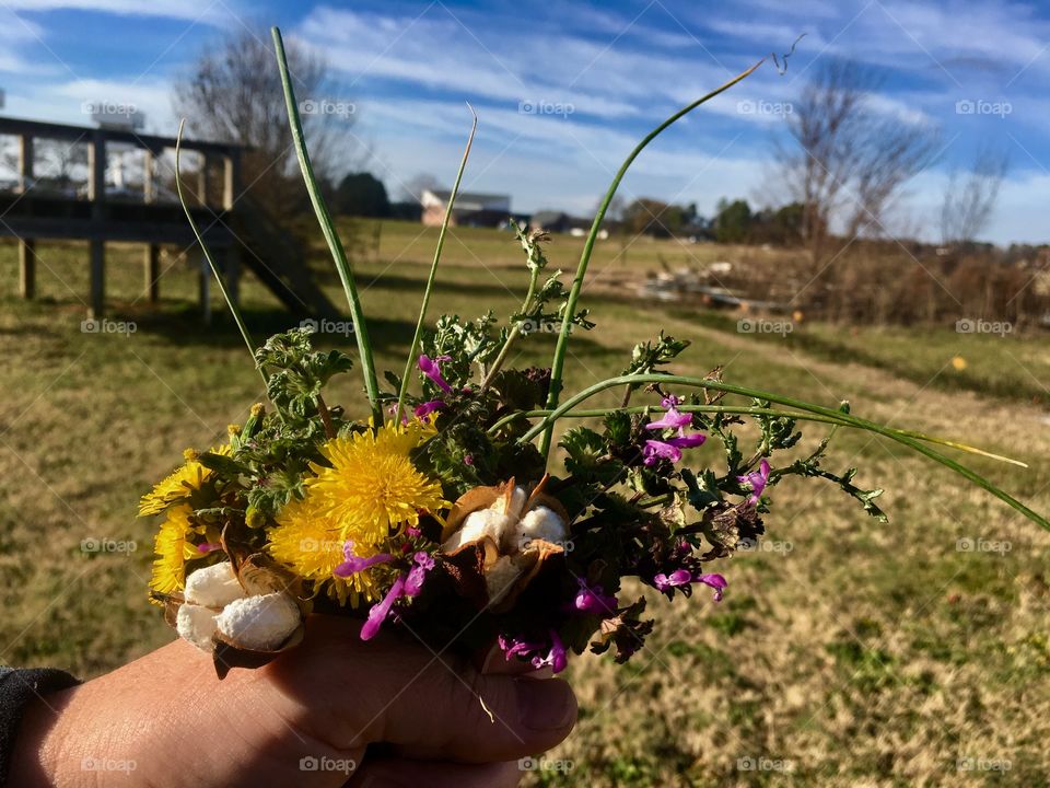 A yard bouquet arranged by my little girls