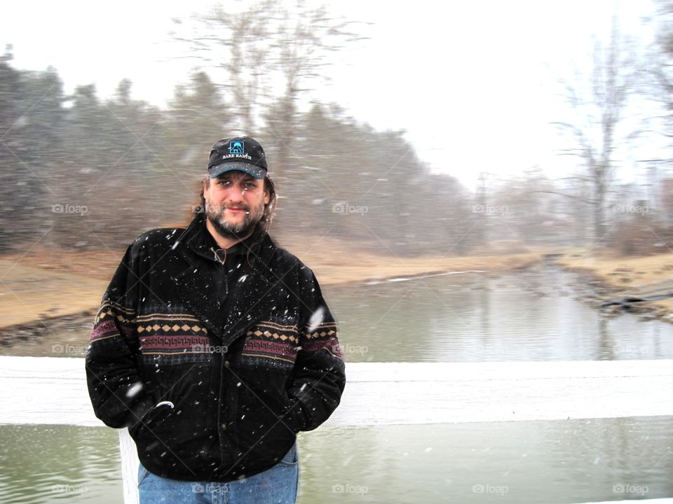 Snowstorm at the lake