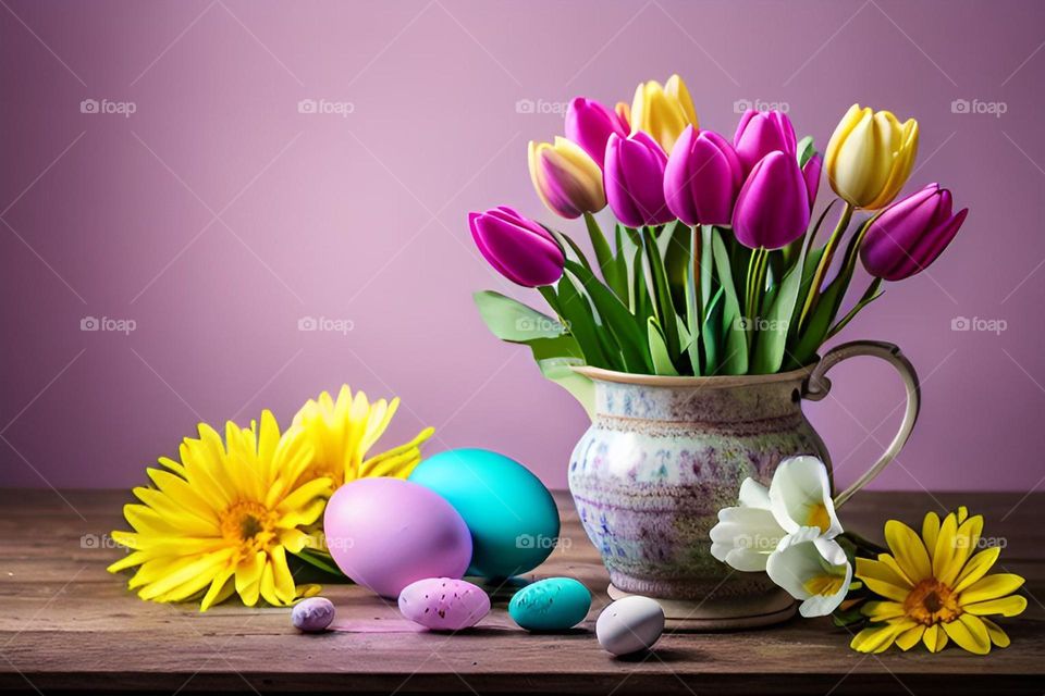 Easter, Easter feast, Easter eggs, colored eggs, Spring, Egg, flowers