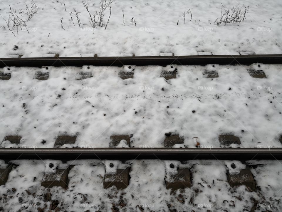 Railway Tracks, Snow, Metz, France