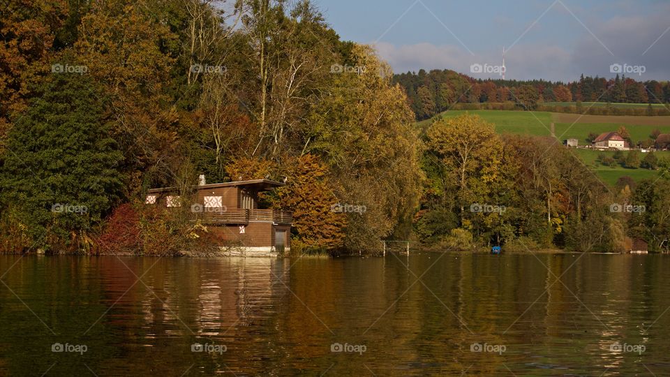 View of lake house at lake