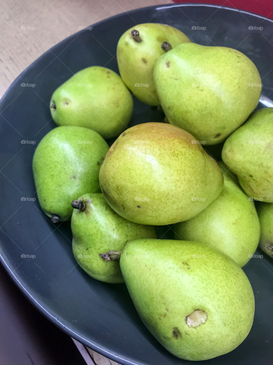 Pears display at the hotel buffet 