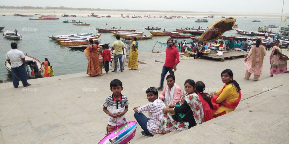 varanasi ganga ghat, indian tourists, varanasi ganga river