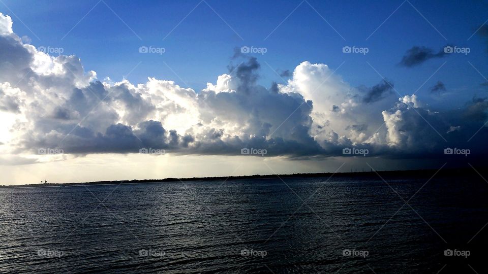 White clouds over the idyllic sea