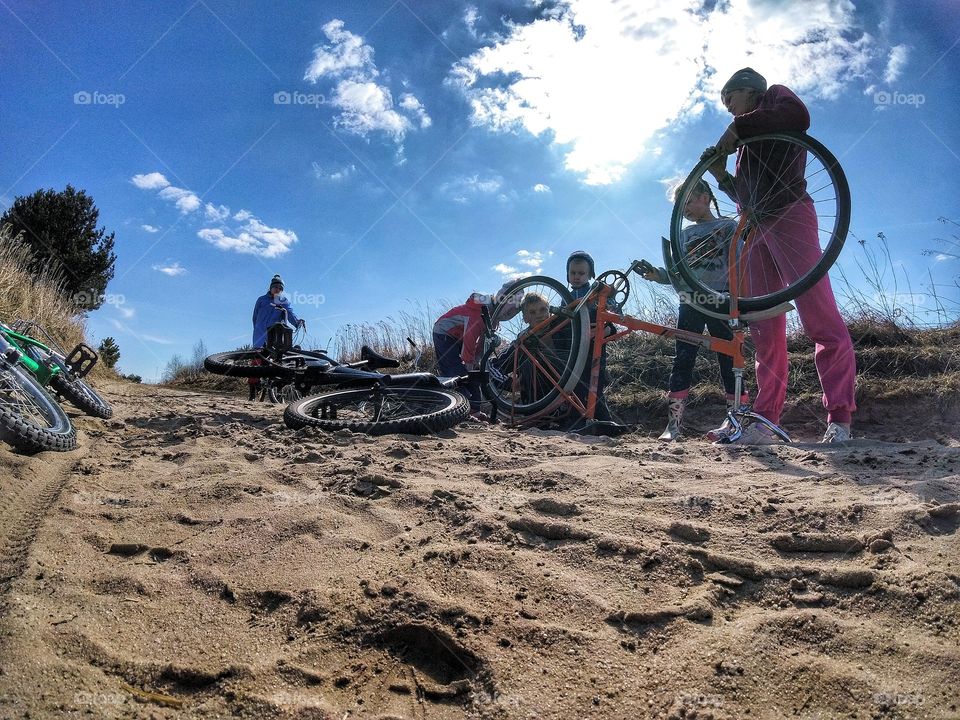 Bikes repaired by kids
