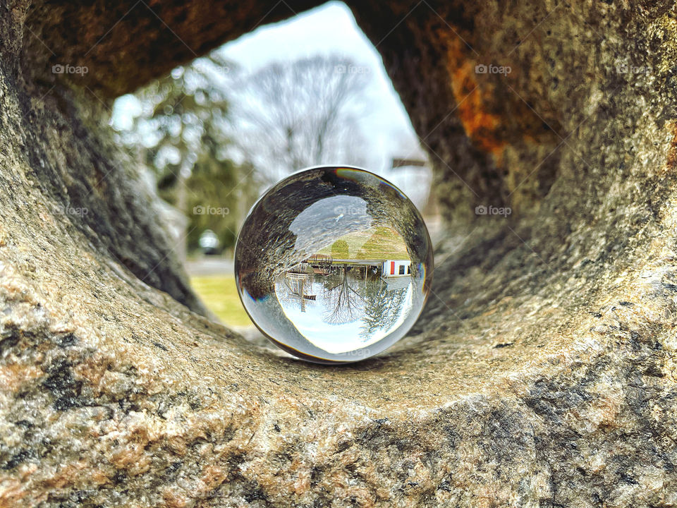 The upside down... buildings reflection through a crystal sphere. 