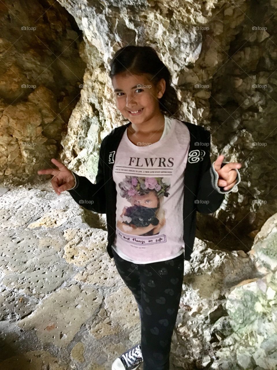 Girl in cave