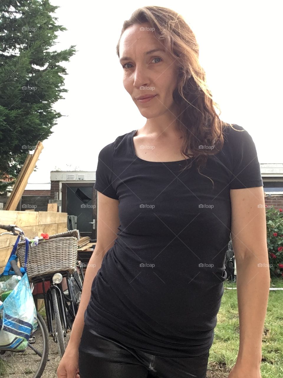 Woman looks into the camera 