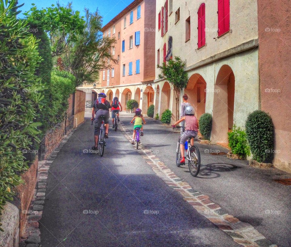 Family bike ride . Family bike ride 