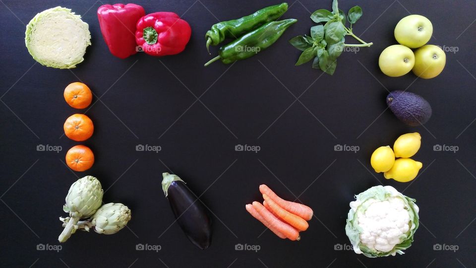 Marco de fruta y verdura
