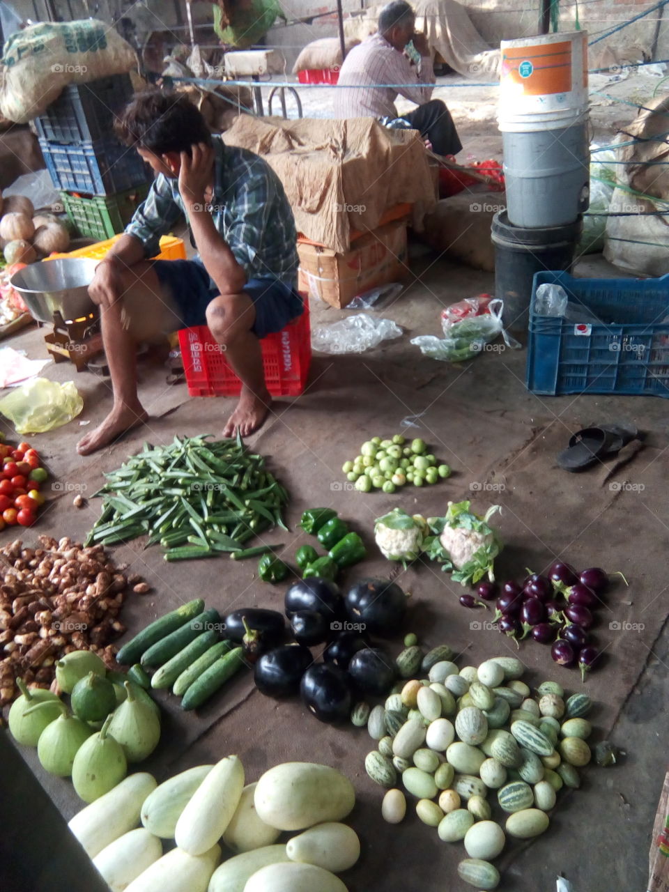 people in small business- a vegetable market