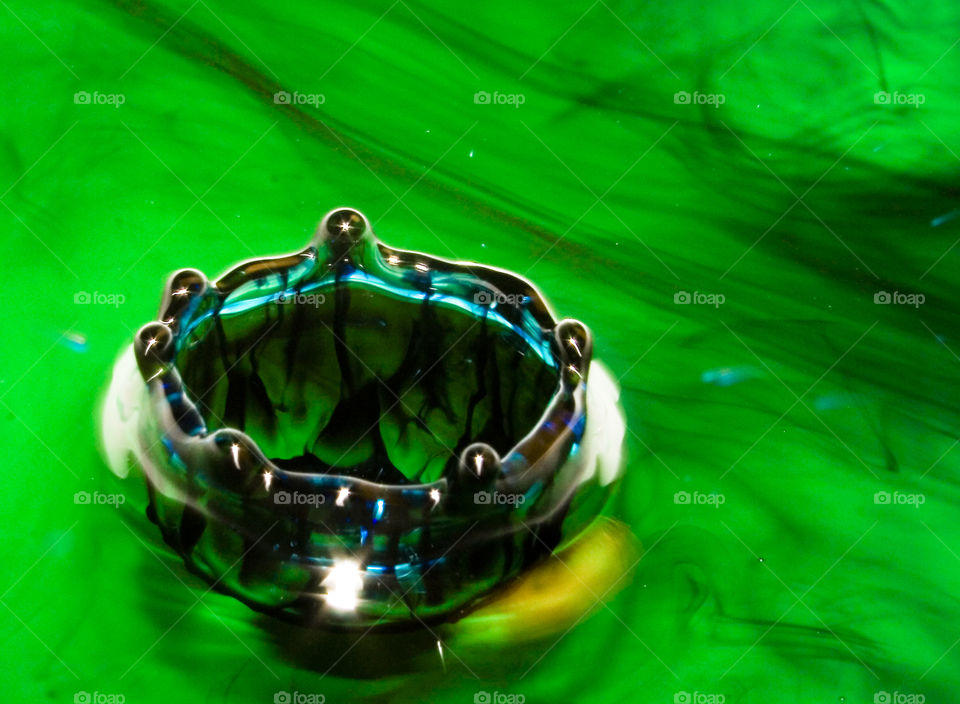 Water Drop - Blue with green background
