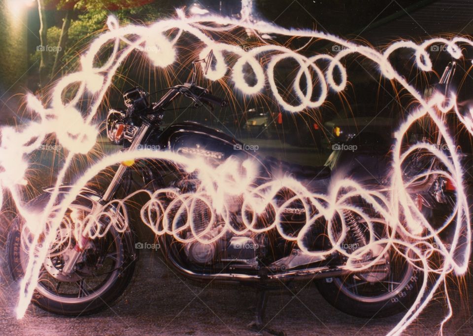 motorcycle lighting sparklers flares abstract