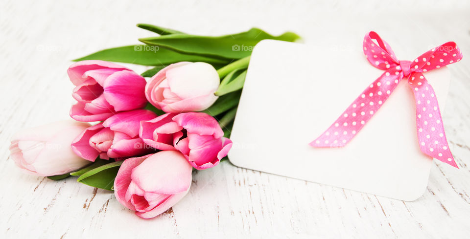 Tulips and greeting card 