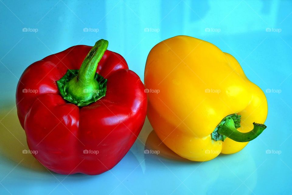 Peppers, yellow, red, food,