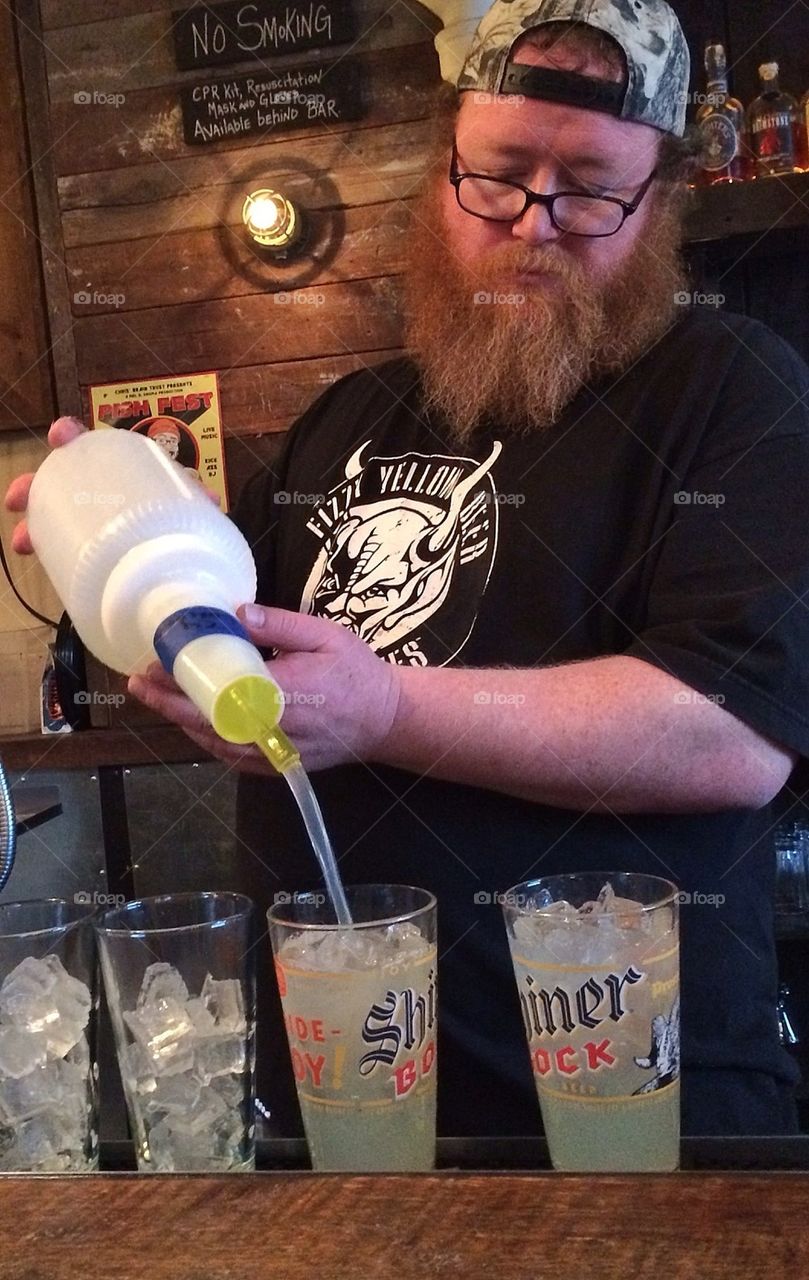 Burly bartender 