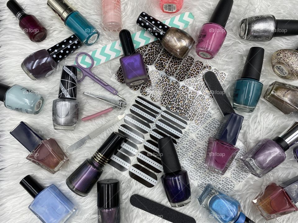 Colorful photo of nail polish from above